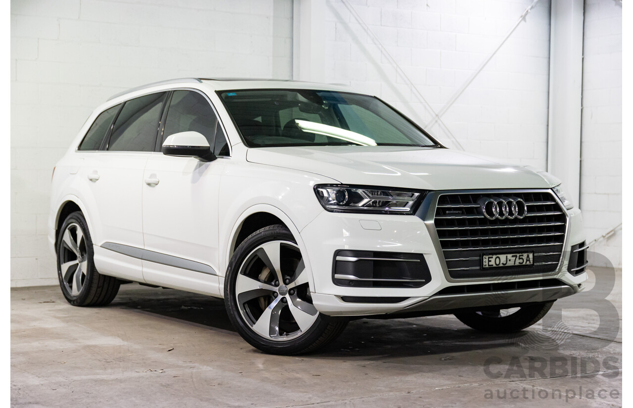 08/2018 Audi Q7 3.0 TDI Quattro (160kW AWD) 4M MY18 4d Wagon Carrara White Turbo Diesel V6 3.0L - 7 Seater