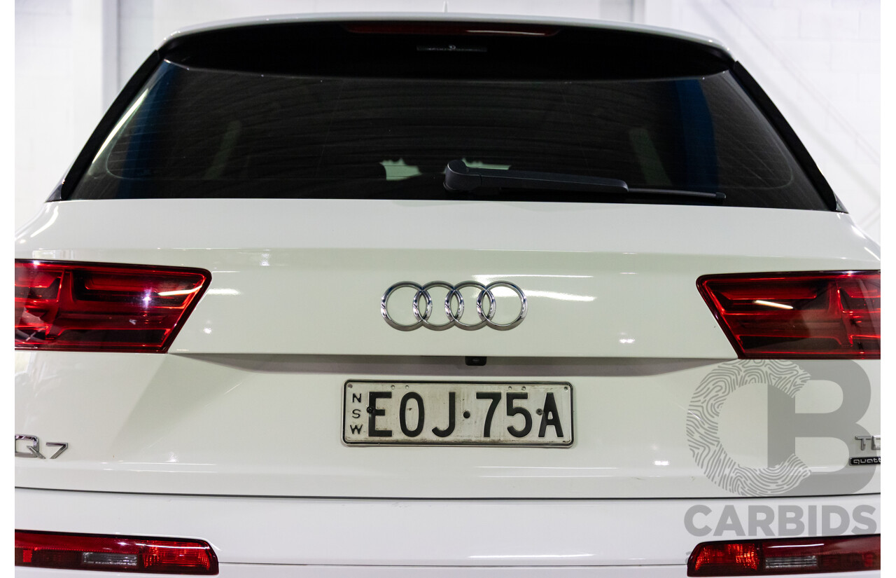 08/2018 Audi Q7 3.0 TDI Quattro (160kW AWD) 4M MY18 4d Wagon Carrara White Turbo Diesel V6 3.0L - 7 Seater