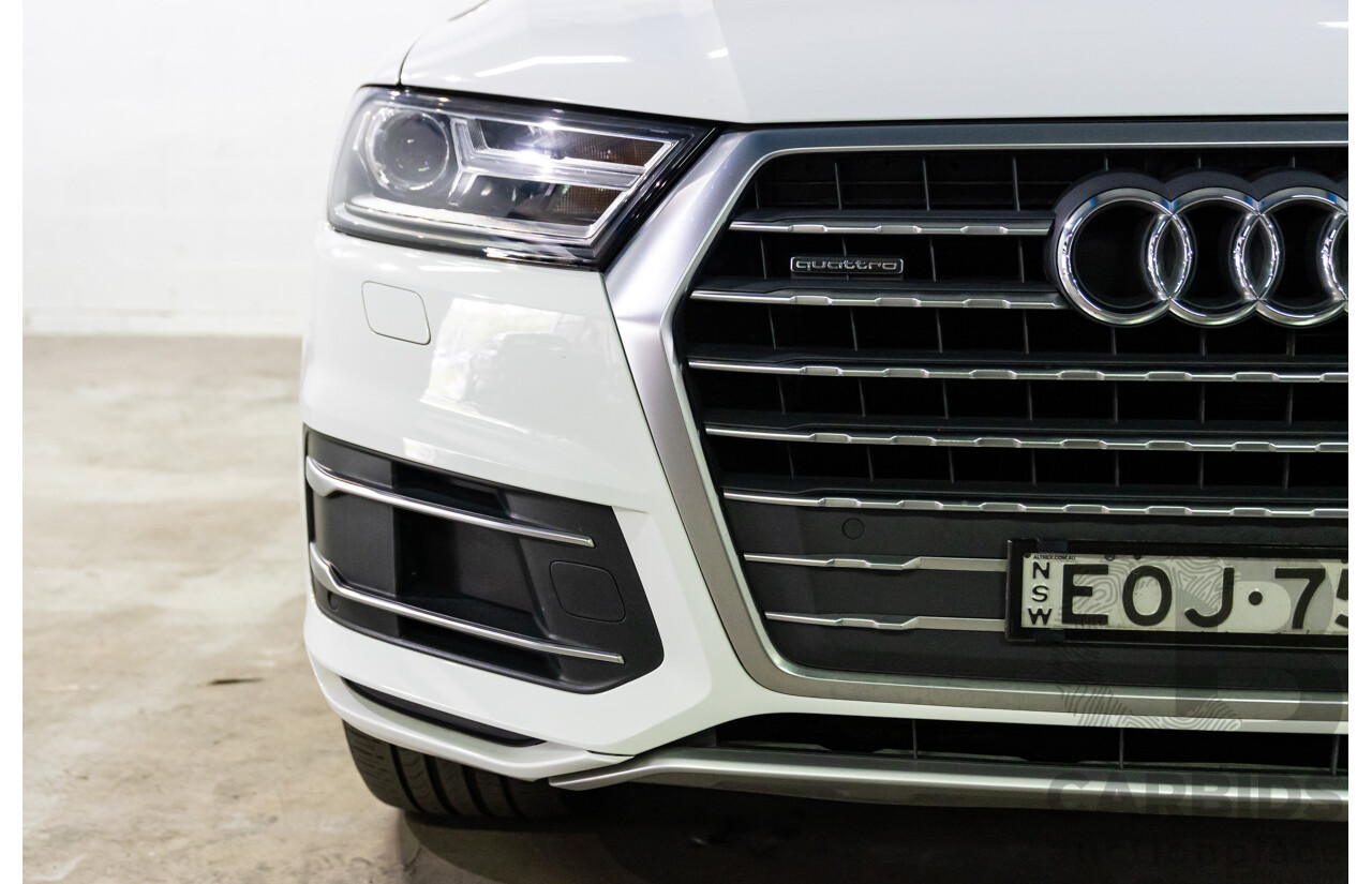 08/2018 Audi Q7 3.0 TDI Quattro (160kW AWD) 4M MY18 4d Wagon Carrara White Turbo Diesel V6 3.0L - 7 Seater