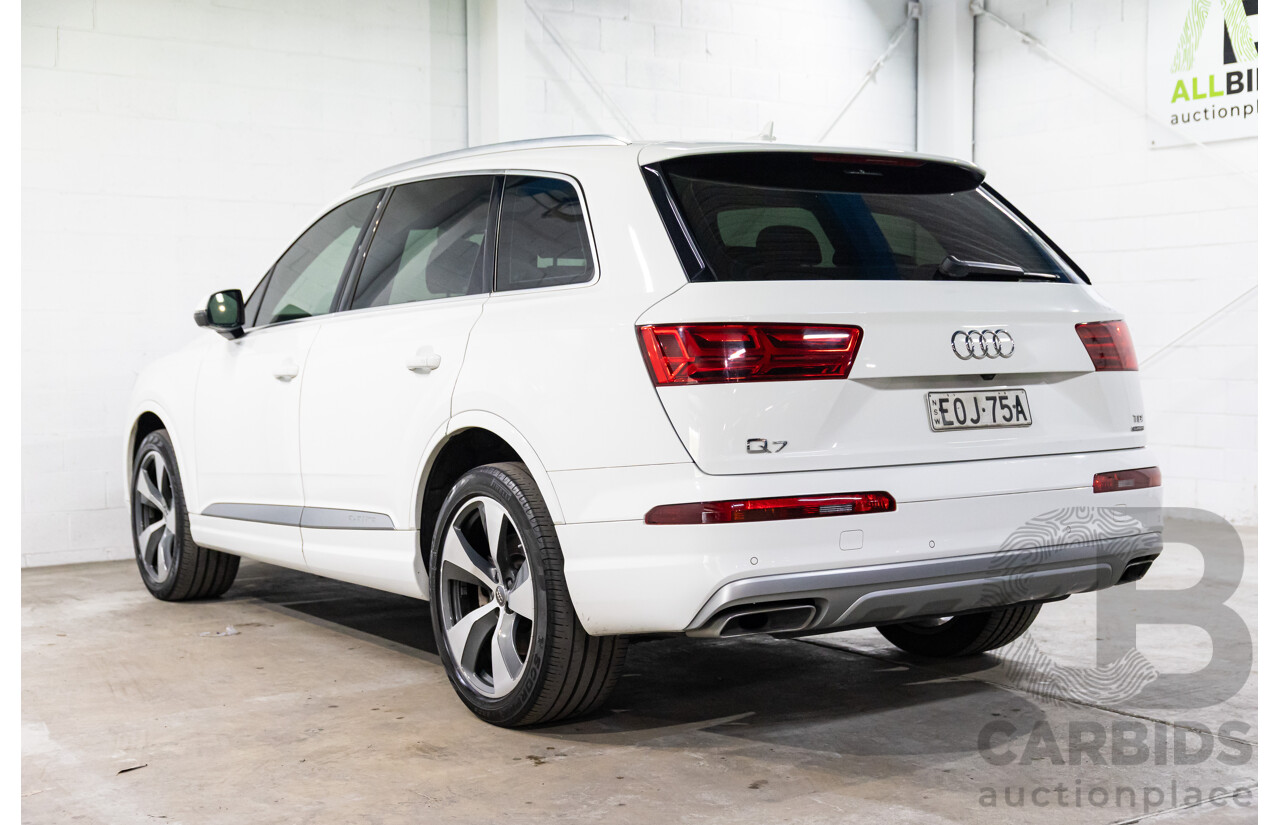 08/2018 Audi Q7 3.0 TDI Quattro (160kW AWD) 4M MY18 4d Wagon Carrara White Turbo Diesel V6 3.0L - 7 Seater