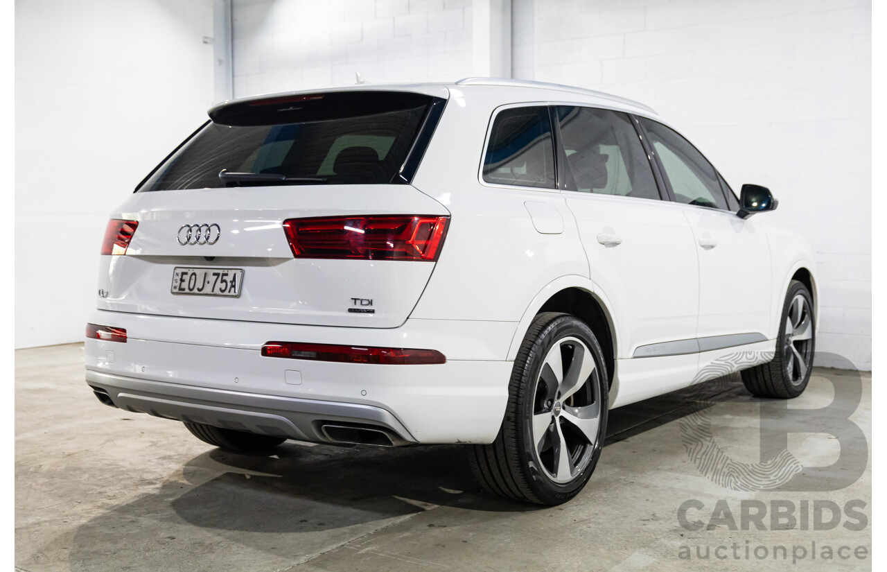 08/2018 Audi Q7 3.0 TDI Quattro (160kW AWD) 4M MY18 4d Wagon Carrara White Turbo Diesel V6 3.0L - 7 Seater