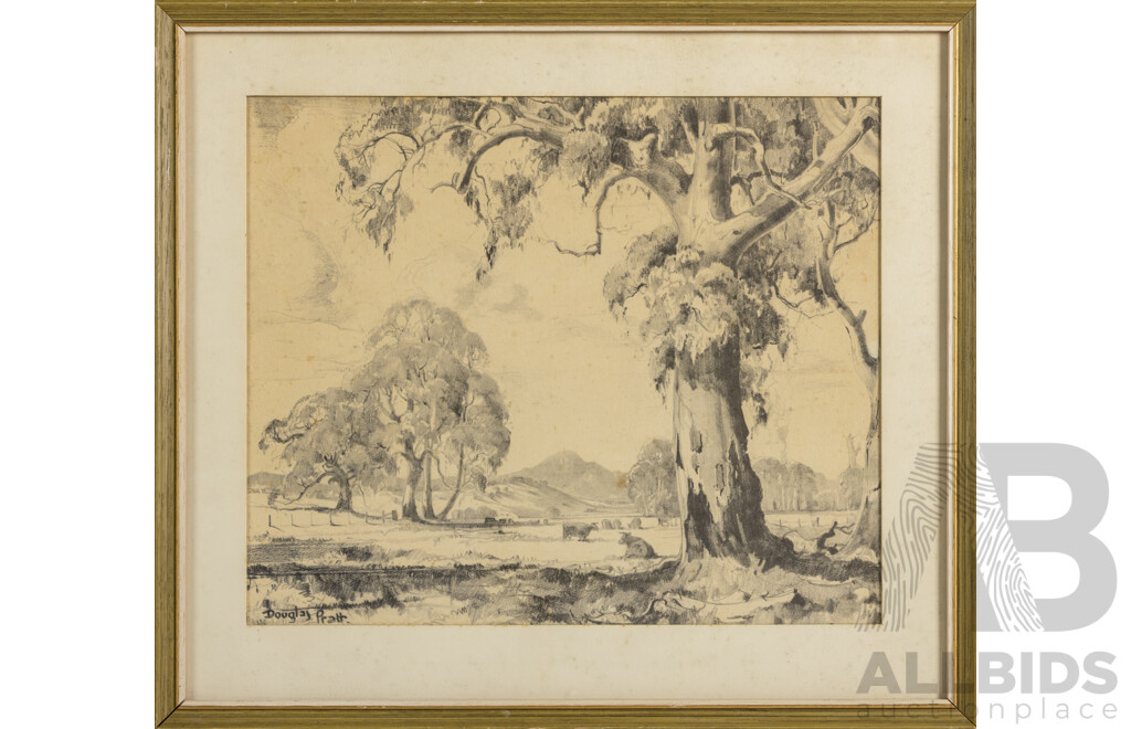 Douglas Pratt, (20th Century, Australian, 1900-1972), Pastoral Scene, Vintage Print After Original Etching, 34 x 38 cm (frame)