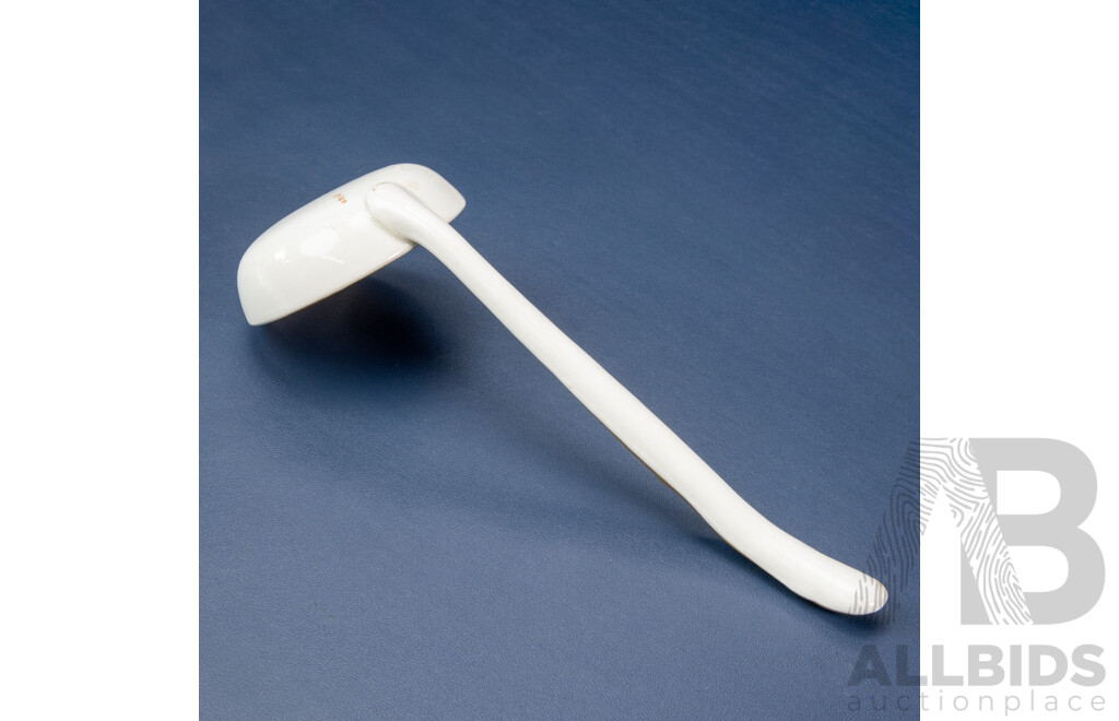 Porcelain Ladle with Floral Pattern and Gold Handle