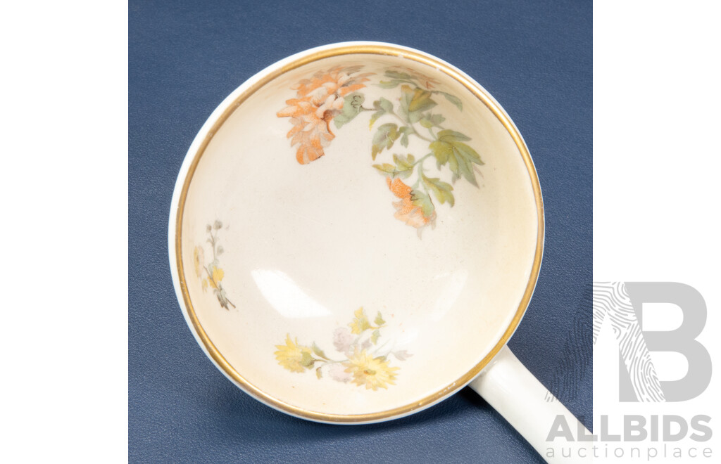 Porcelain Ladle with Floral Pattern and Gold Handle