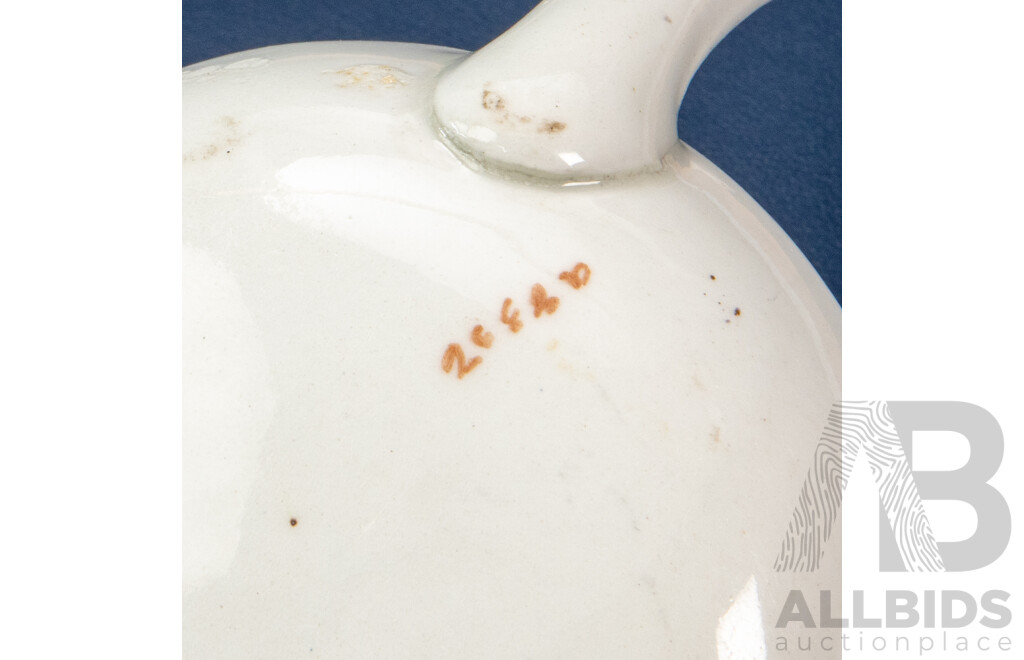 Porcelain Ladle with Floral Pattern and Gold Handle