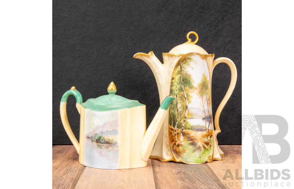 Set of Two Antique Teapots - Wedgwood England & MZ Austria