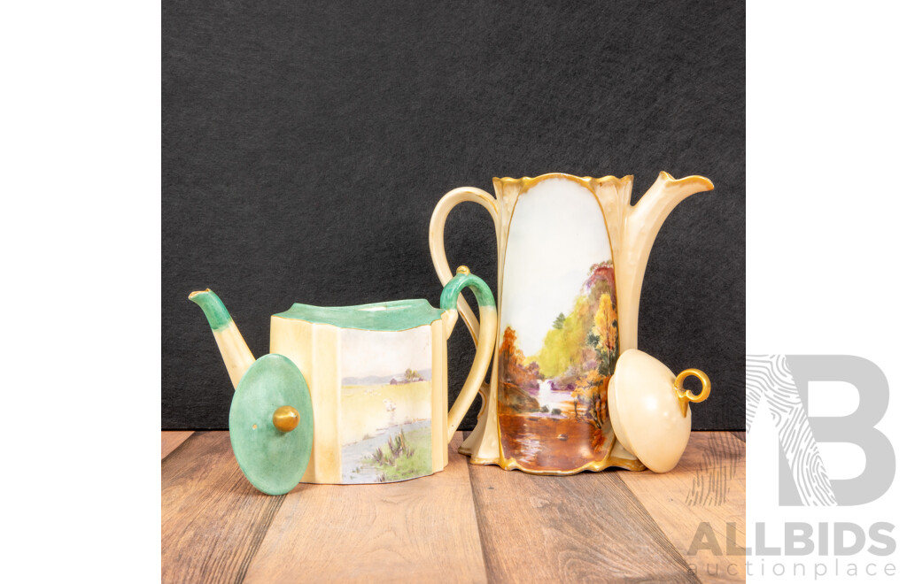 Set of Two Antique Teapots - Wedgwood England & MZ Austria