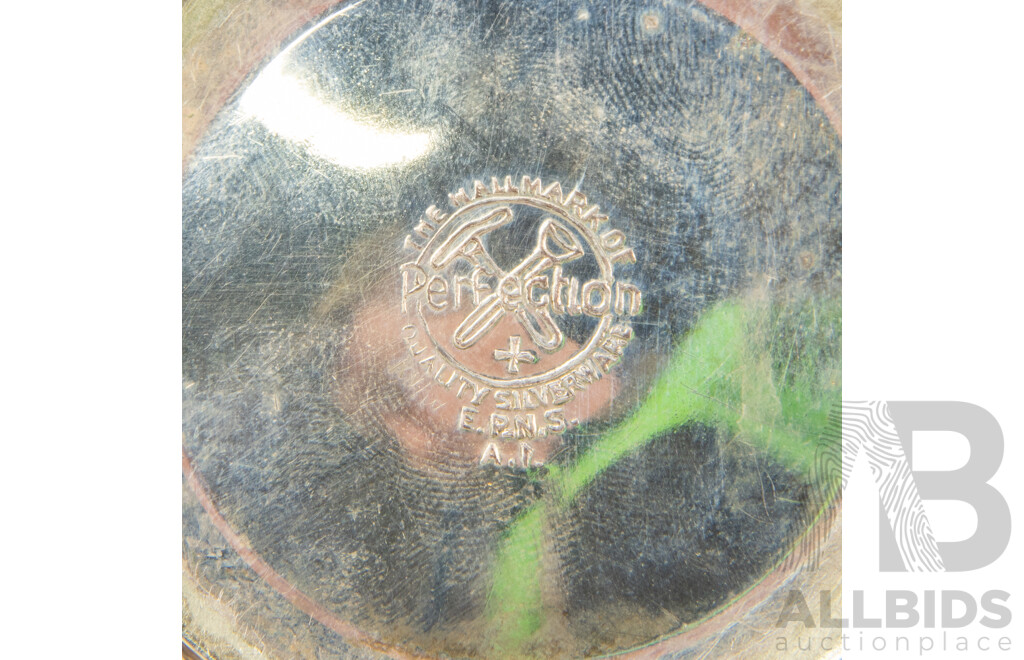 Nine Piece Collection of Mixed Silver Plated, Pewter & Glass Tableware Including Samovar, Sheridan Butter Dish & Jefferson Cups