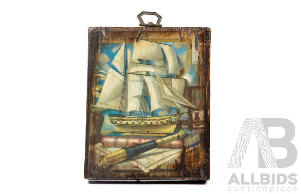 Artists Unknown, (20th Century), Nice Collection of Four Vintage Miniature Decoupage Grand Ships on Burnished Wooden Panels, 11 x 13 cm & 13 x 11 cm (4)