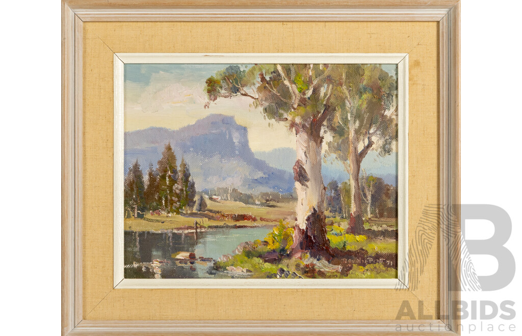 Douglas Pratt, (20th Century, Australian, 1900-1972), Burragorang Valley, Wonderful Vintage Original Oil on Canvas Board, 31 x 36 cm (frame)