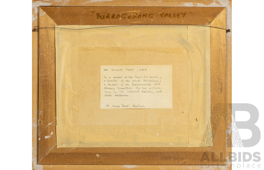 Douglas Pratt, (20th Century, Australian, 1900-1972), Burragorang Valley, Wonderful Vintage Original Oil on Canvas Board, 31 x 36 cm (frame)