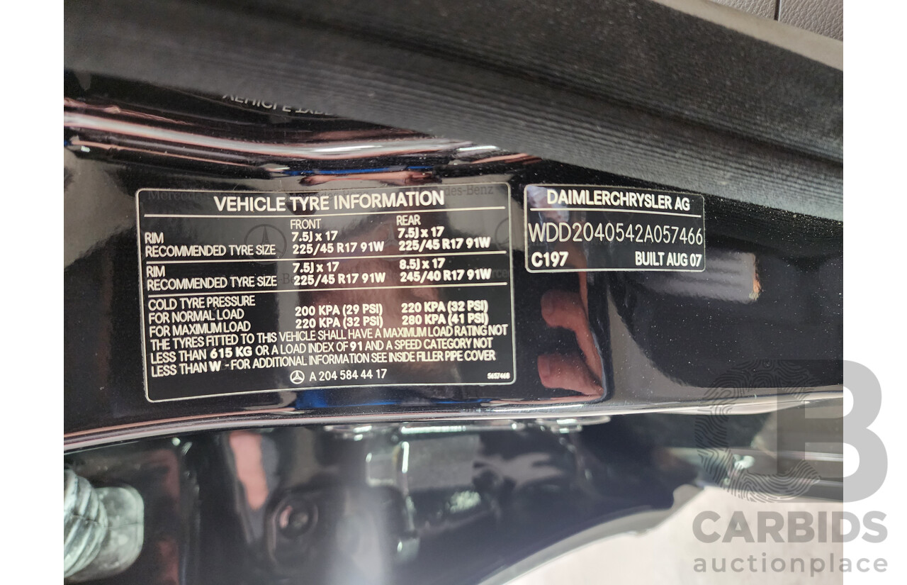 10/2007 Mercedes-Benz C280 Elegance W204 4d Sedan Black 3.0L