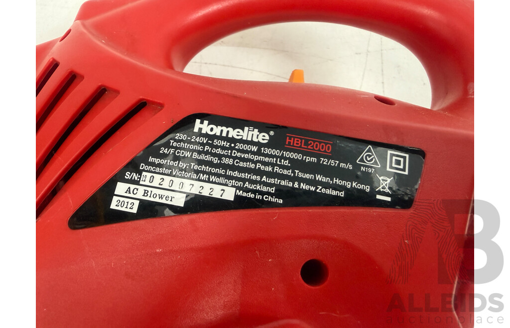 Homelite HBL2000 - A/C Leaf Blower