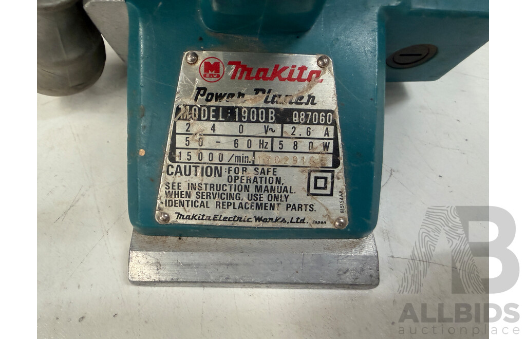 Box of Assorted Makita Power Tools - Circular Saw + Wood Trimmer + Power Planer + Angle Grinder