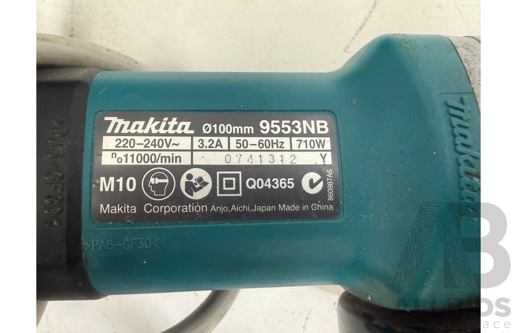 Box of Assorted Makita Power Tools - Circular Saw + Wood Trimmer + Power Planer + Angle Grinder