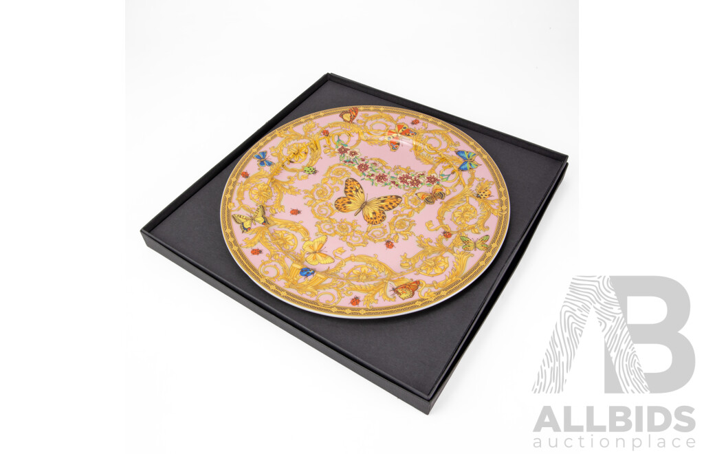 Large Versace Butterfly Themed Cabinet Plate by Rosenthal in Original Box