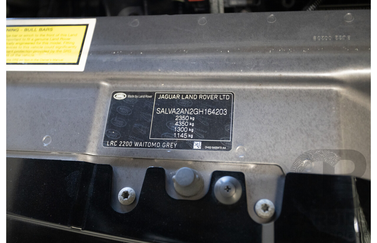 8/2016 Range Rover Evoque TD4 180 HSE Dynamic (AWD) LV MY17 5D Wagon Waitomo Grey Turbo Diesel 2.0L