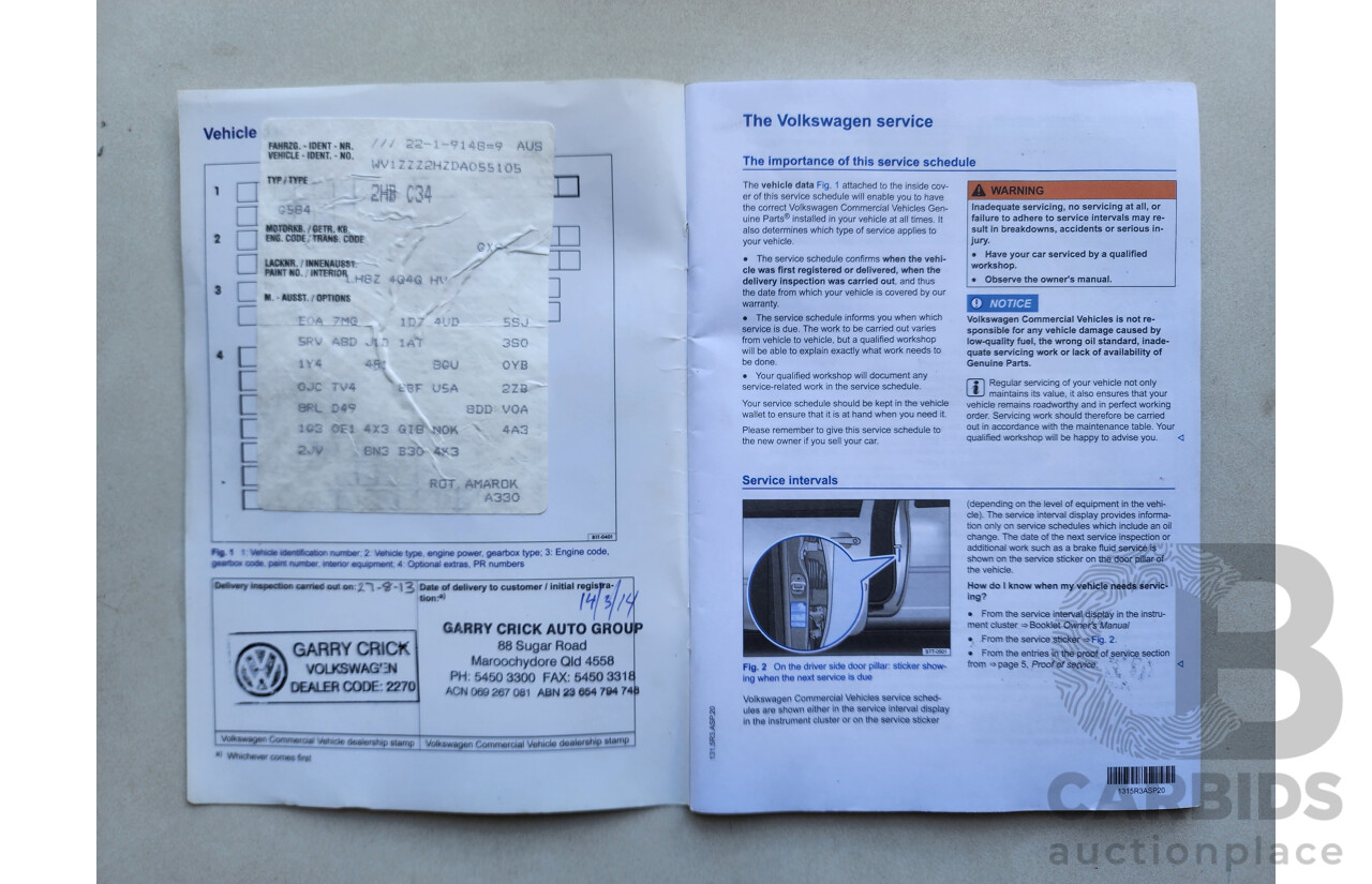 8/2013 Volkswagen Amarok Tdi400 Ultimate (4x4) 2H MY13 Dual Cab Utility Brown 2.0L