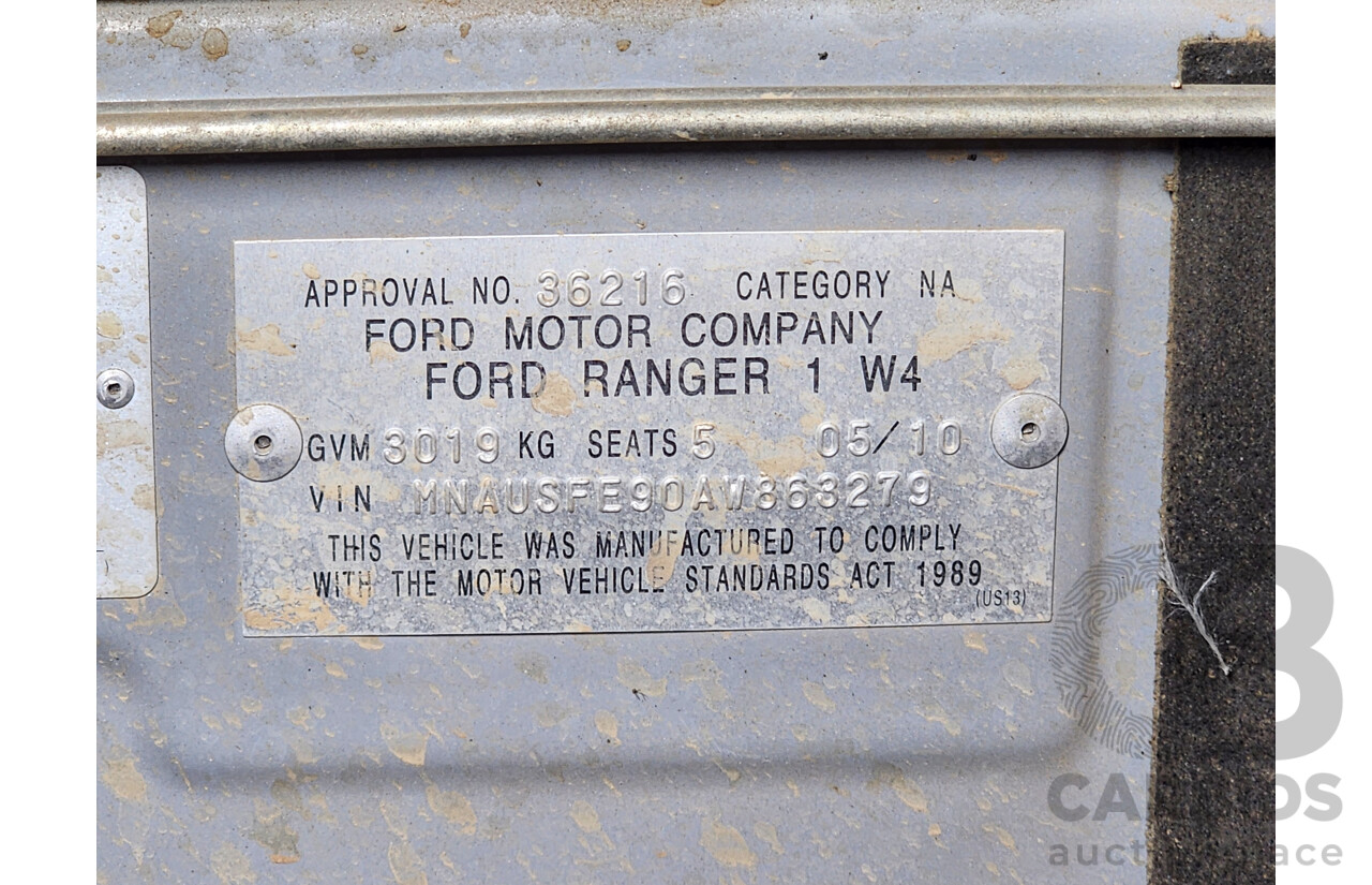 5/2010 Ford Ranger XLT (4x4) PK Dual Cab P/Up Silver 3.0L