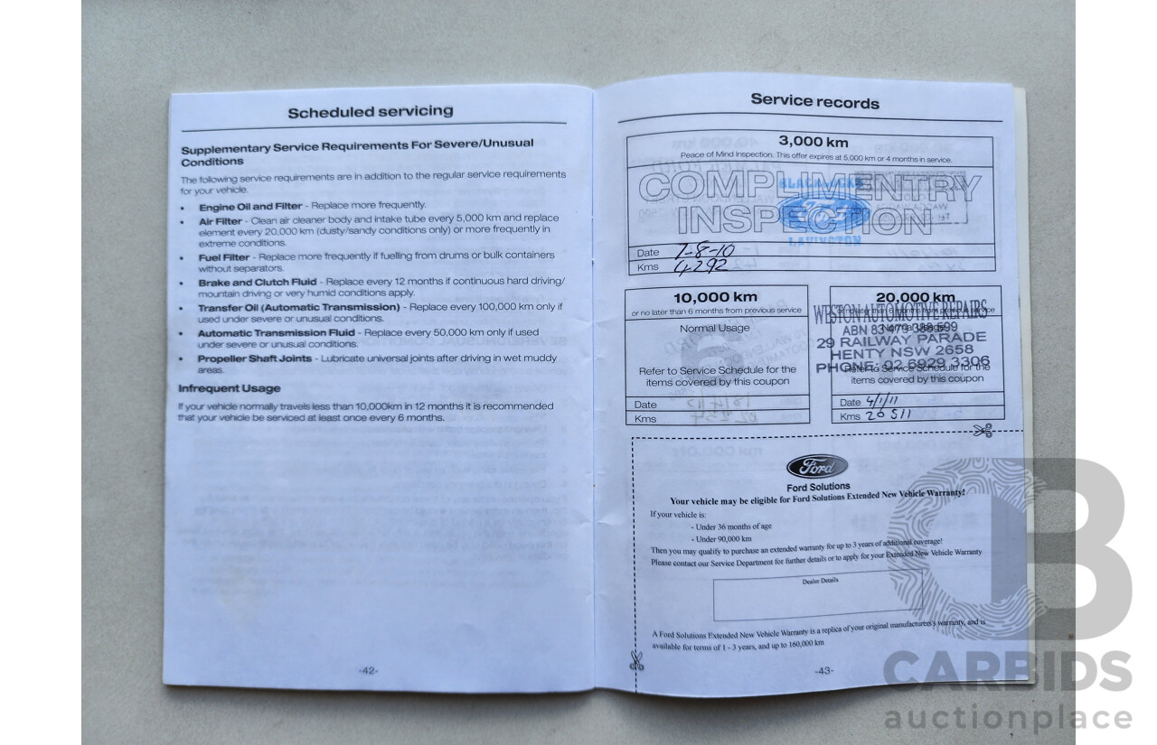 5/2010 Ford Ranger XLT (4x4) PK Dual Cab P/Up Silver 3.0L