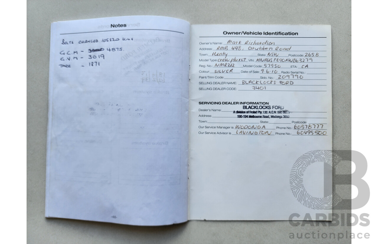 5/2010 Ford Ranger XLT (4x4) PK Dual Cab P/Up Silver 3.0L