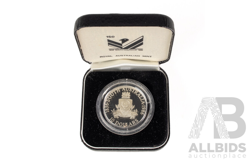 Australian RAM 1986 Silver Proof Ten Dollar Coin, State Series South Australia .925