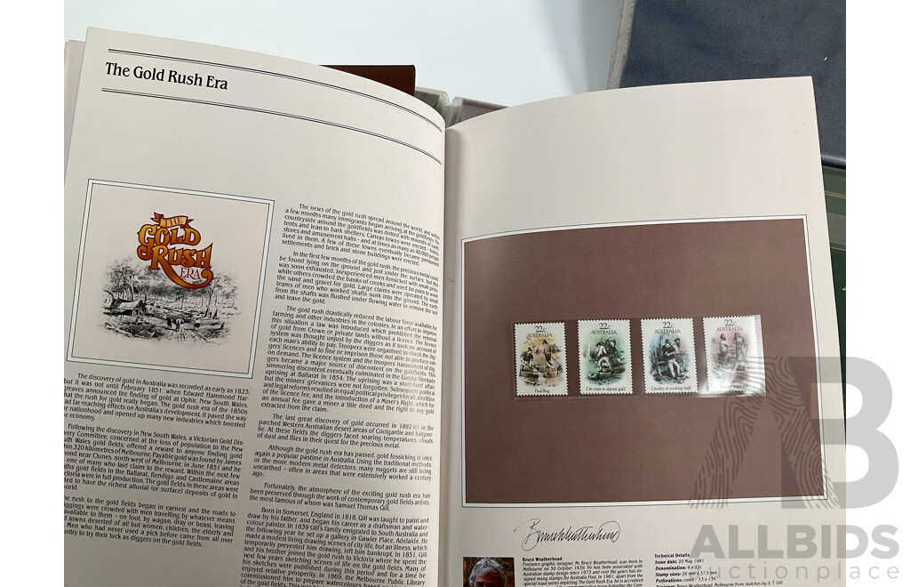 Five Australian Annual Stamp Albums, Including Years 1981, 1982, 1983, 1984, 1985 - Face Value $100