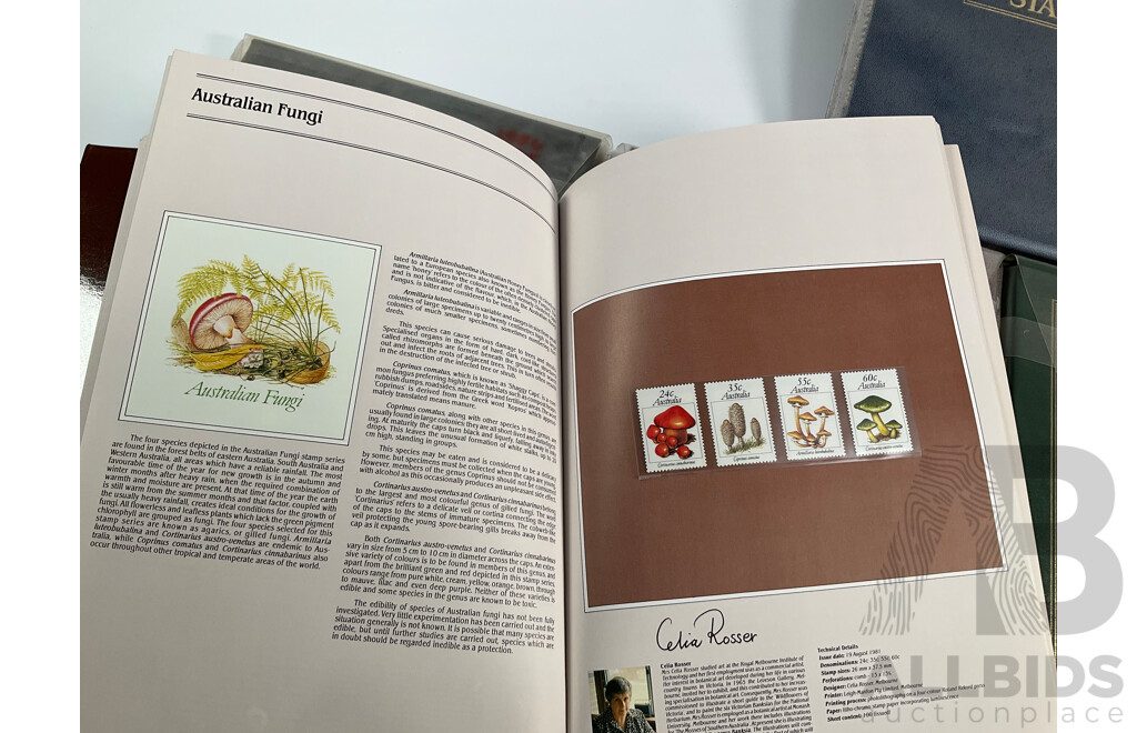 Five Australian Annual Stamp Albums, Including Years 1981, 1982, 1983, 1984, 1985 - Face Value $100