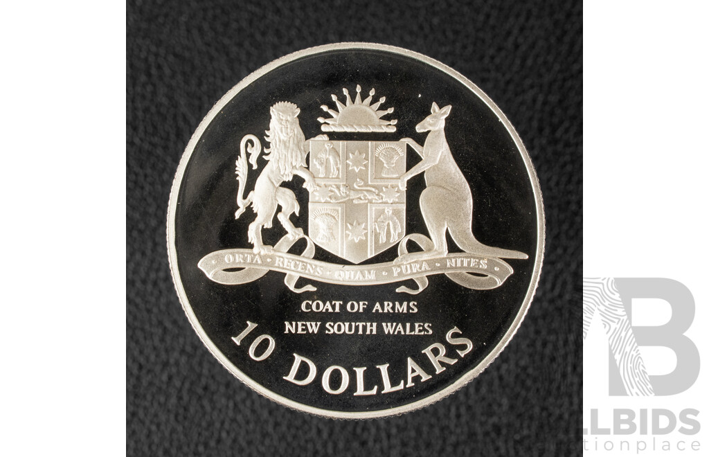 Australian 1987 Silver Proof Ten Dollar Coin, State Series New South Wales .925