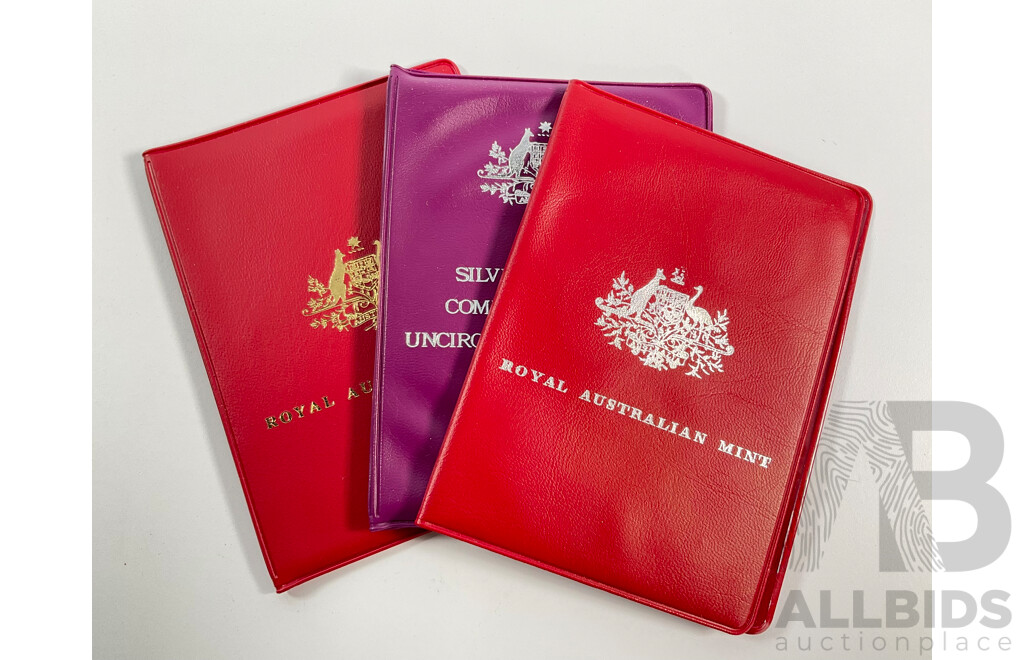 Three Australian RAM UNC Coin Sets, 1976, 1977, 1978