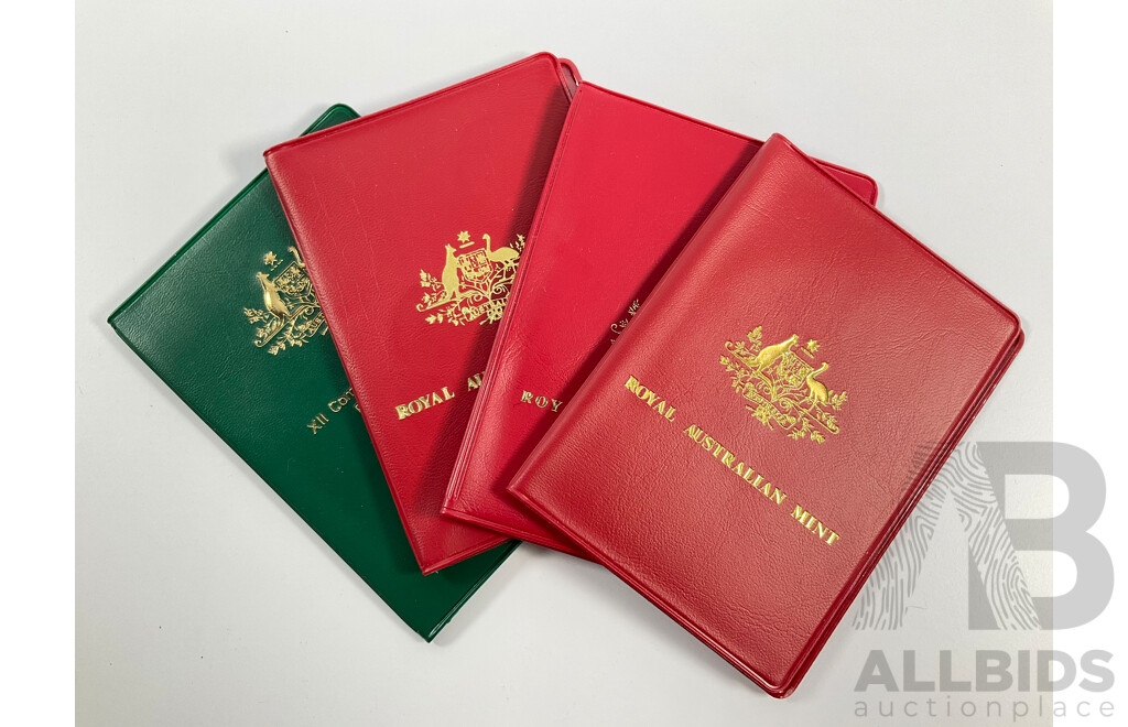 Four Australian RAM UNC Coin Sets, 1979, 1980, 1981, 1982