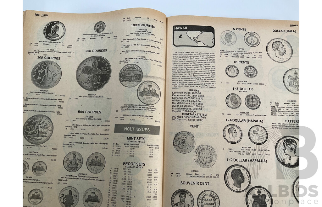 Four Books Relating to the Study of Coins Including Coins, an Illustrated Survey 650BC to the Present Day, Renniks Coin and Banknote Guide and Australian Coin and Banknote Values, Standard Catalogue of World Coins