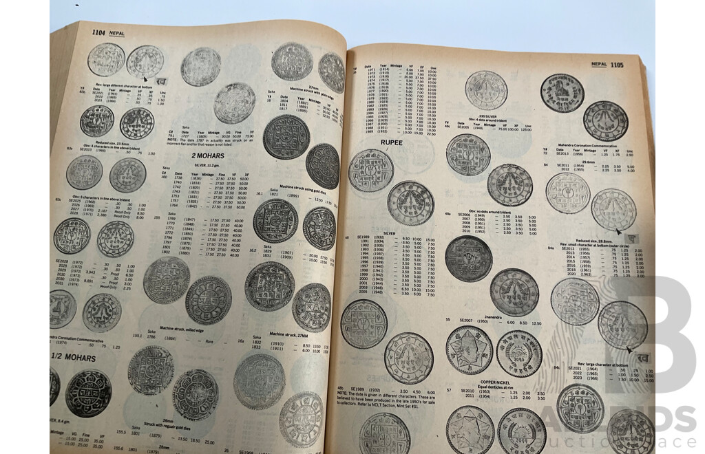 Four Books Relating to the Study of Coins Including Coins, an Illustrated Survey 650BC to the Present Day, Renniks Coin and Banknote Guide and Australian Coin and Banknote Values, Standard Catalogue of World Coins