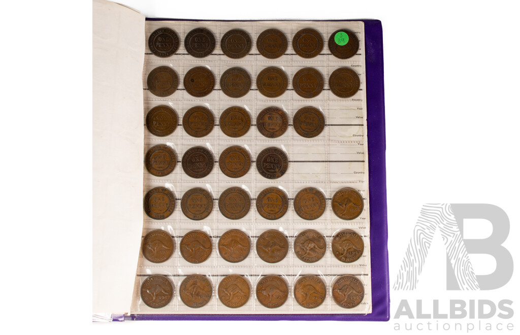 Album of Australian Pennies and Half Pennies, Mostly Consecutive