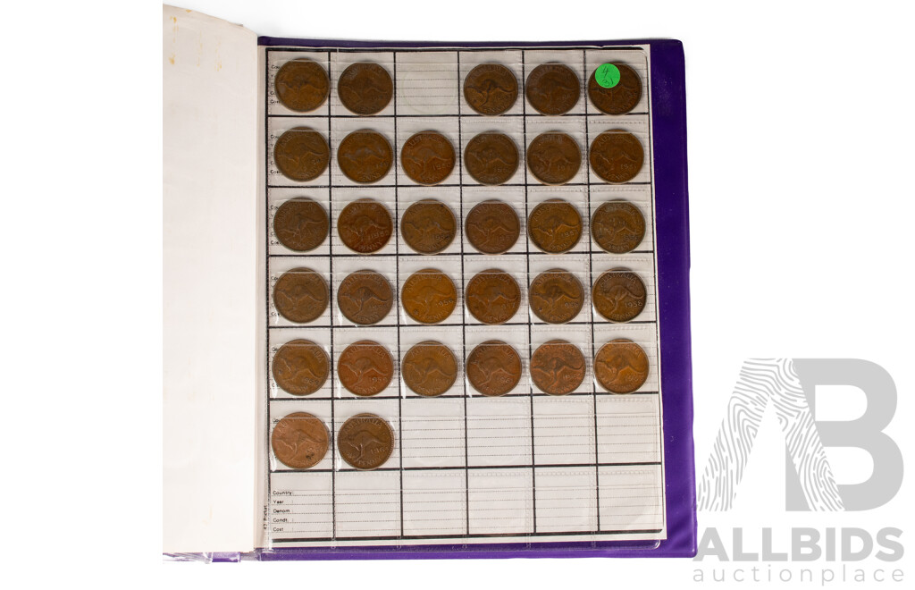 Album of Australian Pennies and Half Pennies, Mostly Consecutive