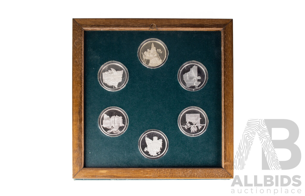 Australian Stokes Framed Silver State Medals .925