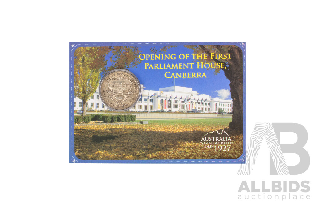 Australian KGV 1927 Florin, Canberra Commemorative .925