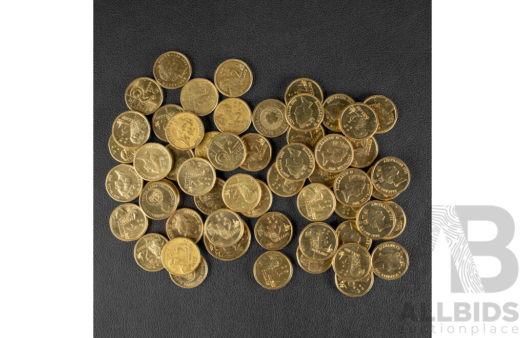 Collection of Australian Coins Including Two Dollars, Four 2016 Fifty Years Decimal Currency, Twenty Four 1988 High Grade, 1989, 1990, Two 2018 INVICTUS, Three 2012 Remembrance,, 2016 Fifty Years Decimal Currency One Dollar
