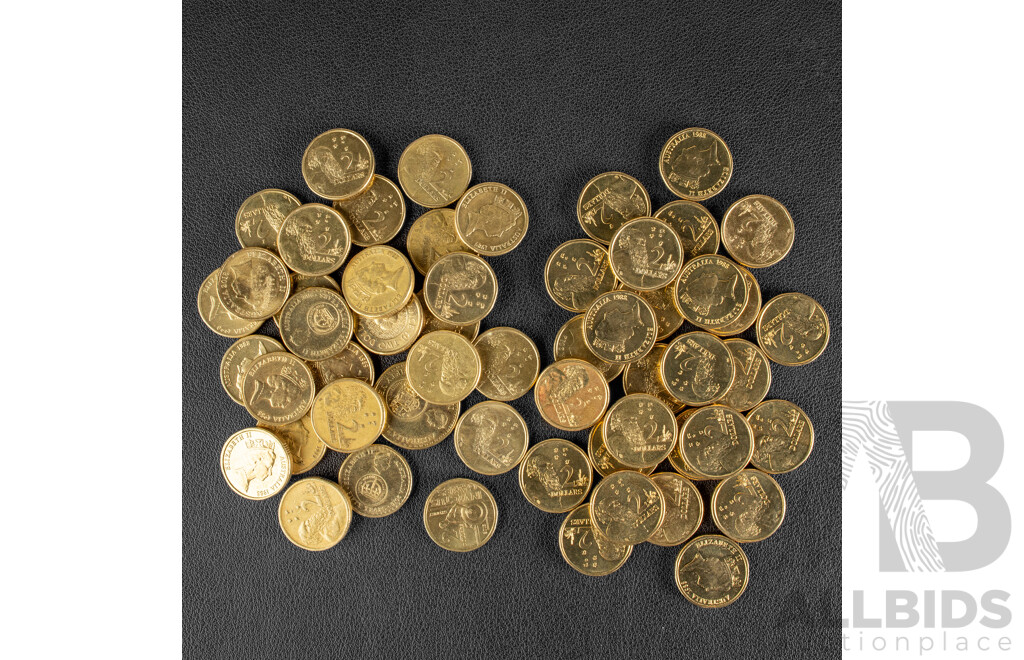 Collection of Australian Coins Including Two Dollars, Four 2016 Fifty Years Decimal Currency, Twenty Four 1988 High Grade, 1989, 1990, Two 2018 INVICTUS, Three 2012 Remembrance,, 2016 Fifty Years Decimal Currency One Dollar