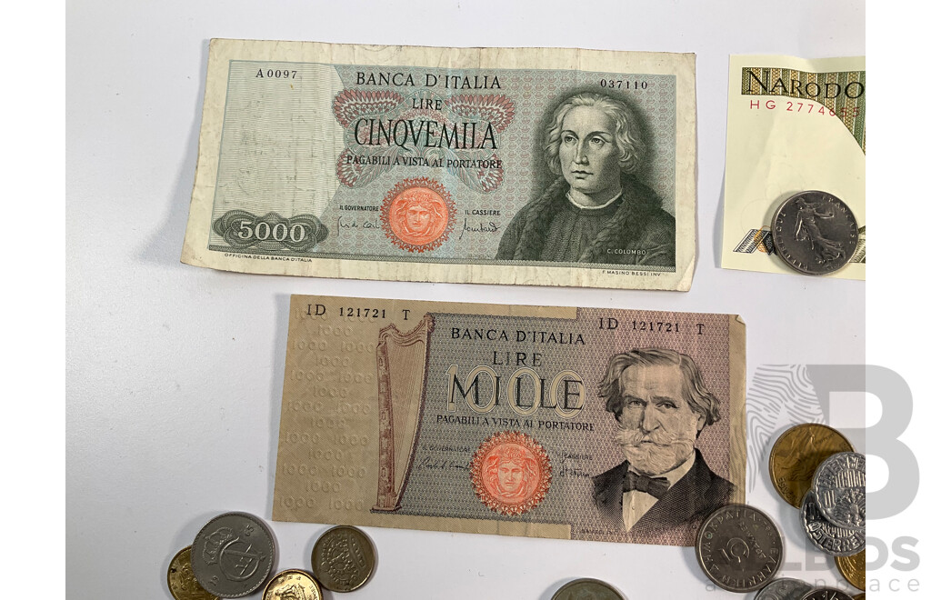 Collection of International Currency Including United Kingdom, New Zealand, Middle East, Japan, France, Netherlands, Germany, Poland, Canada, Malaysia, Italy, Hong Kong, China, Tonga, Sweden