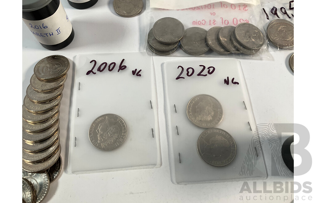 Collection of Australian Twenty Cent Coins Including Commemoratives 2018 Brave, 2017 Star, Eighteen 2016 Fifty Years Decimal Currency, 2001 Federation, 2011 Volunteers, 2010 Taxation Office, 2005 Coming Home, 2013 Canberra Centenary.............