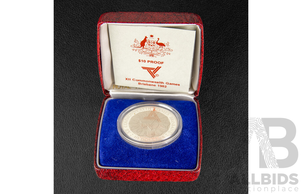 Australian RAM 1982 Silver Proof Ten Dollar Coin, Commonwealth Games .925