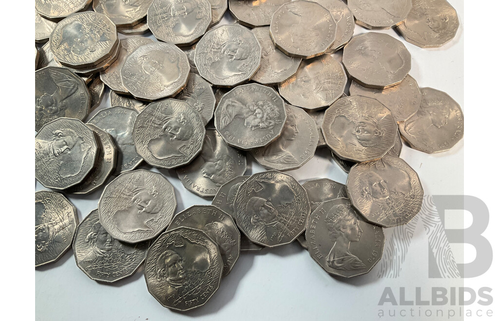 Collection of Australian 1970 Fifty Cent Coins, Captain Cook
