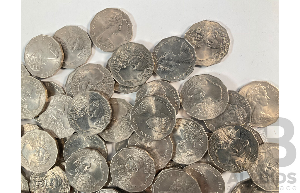 Collection of Australian 1970 Fifty Cent Coins, Captain Cook