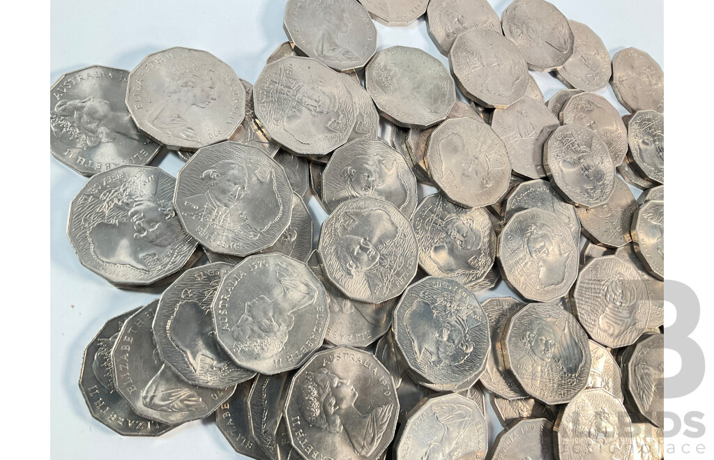 Collection of Australian 1970 Fifty Cent Coins, Captain Cook