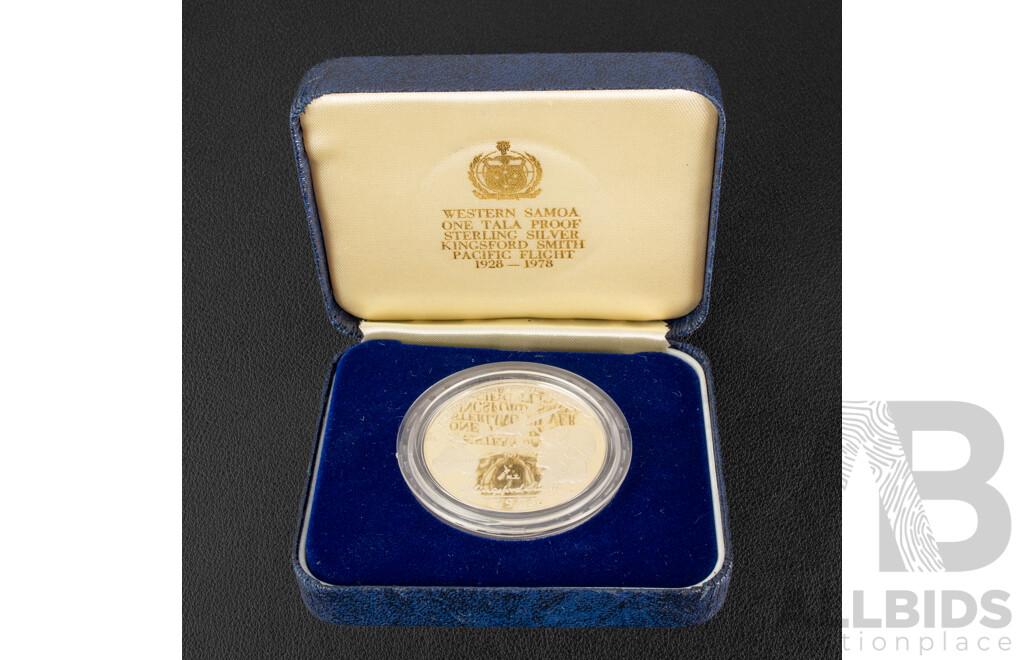 Western Samoa 1978 Silver Proof One Tala Coin, Kingsford Smith Pacific Flight 1978-1978