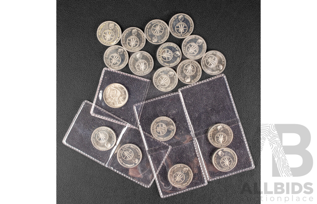 Eighteen Australian 2016 Ten Cent Pieces, Fifty Years of Decimal Currency
