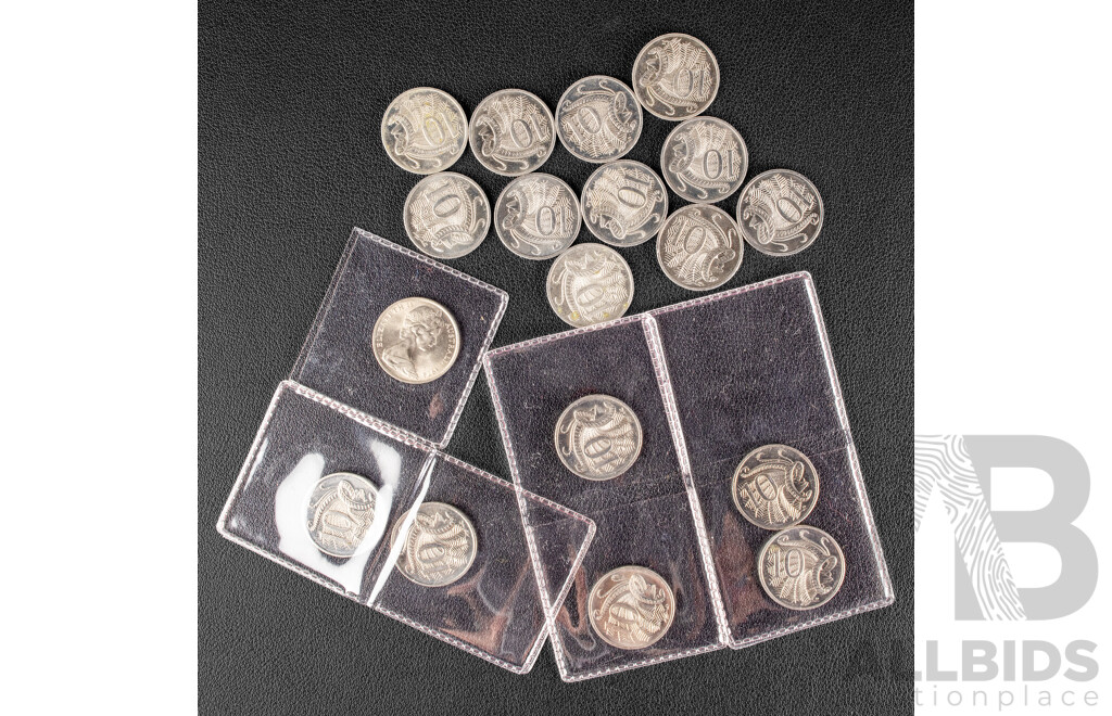 Eighteen Australian 2016 Ten Cent Pieces, Fifty Years of Decimal Currency