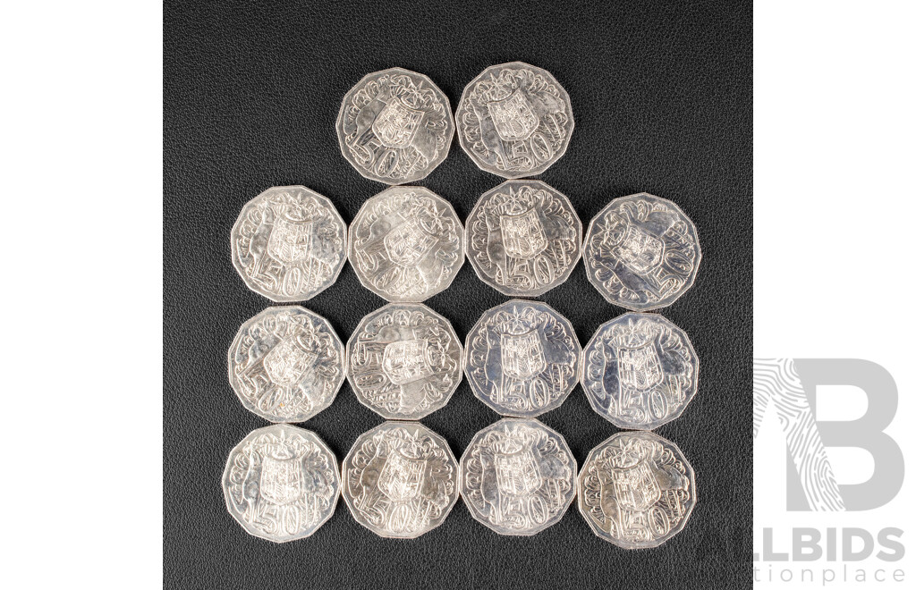 Fourteen Australian 2016 Ten Cent Pieces, Fifty Years of Decimal Currency