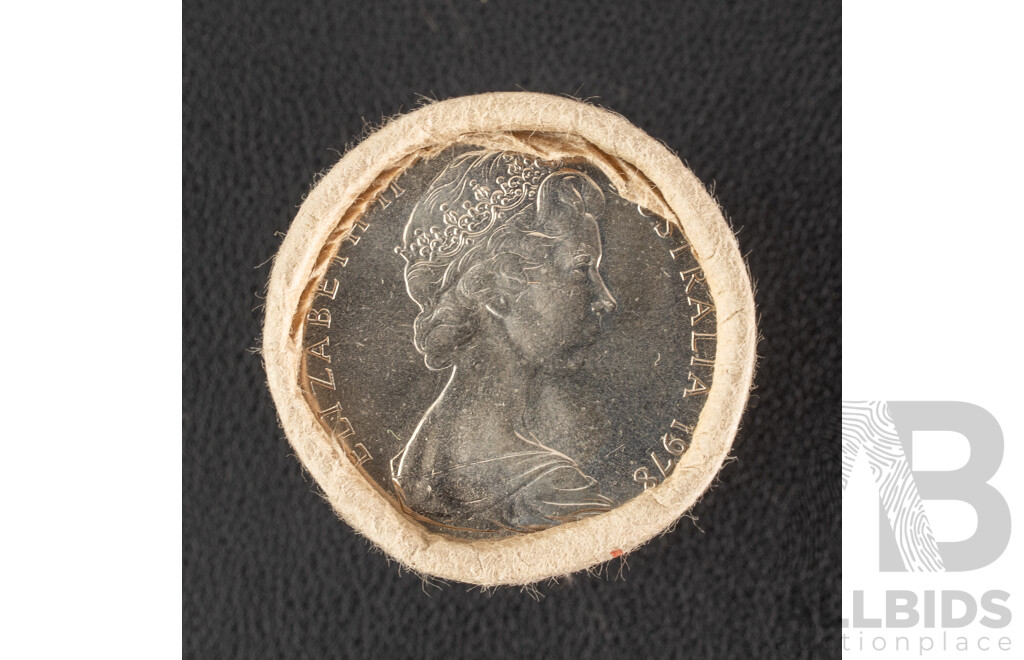 Australian RAM/Reserve Bank UNC 1978 One, Two, Five, Ten, Twenty, Fifty Cent Coin Rolls